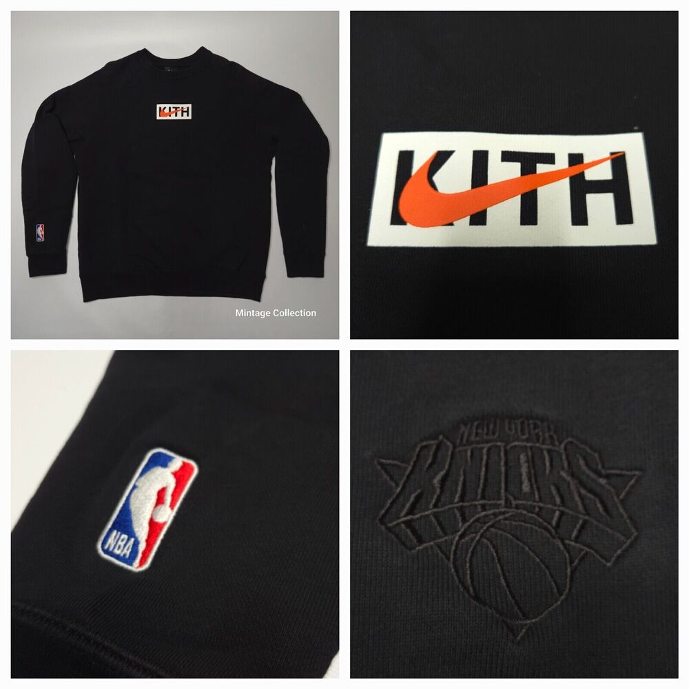 Kith X Nike X New York Knicks NBA Swoosh Black Sweatshirt S